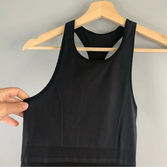 Lululemon Womens  Black High Neck CRB Cool Racer Back Tank Top Stripe Shirt 2 XS - Picture 5 of 9